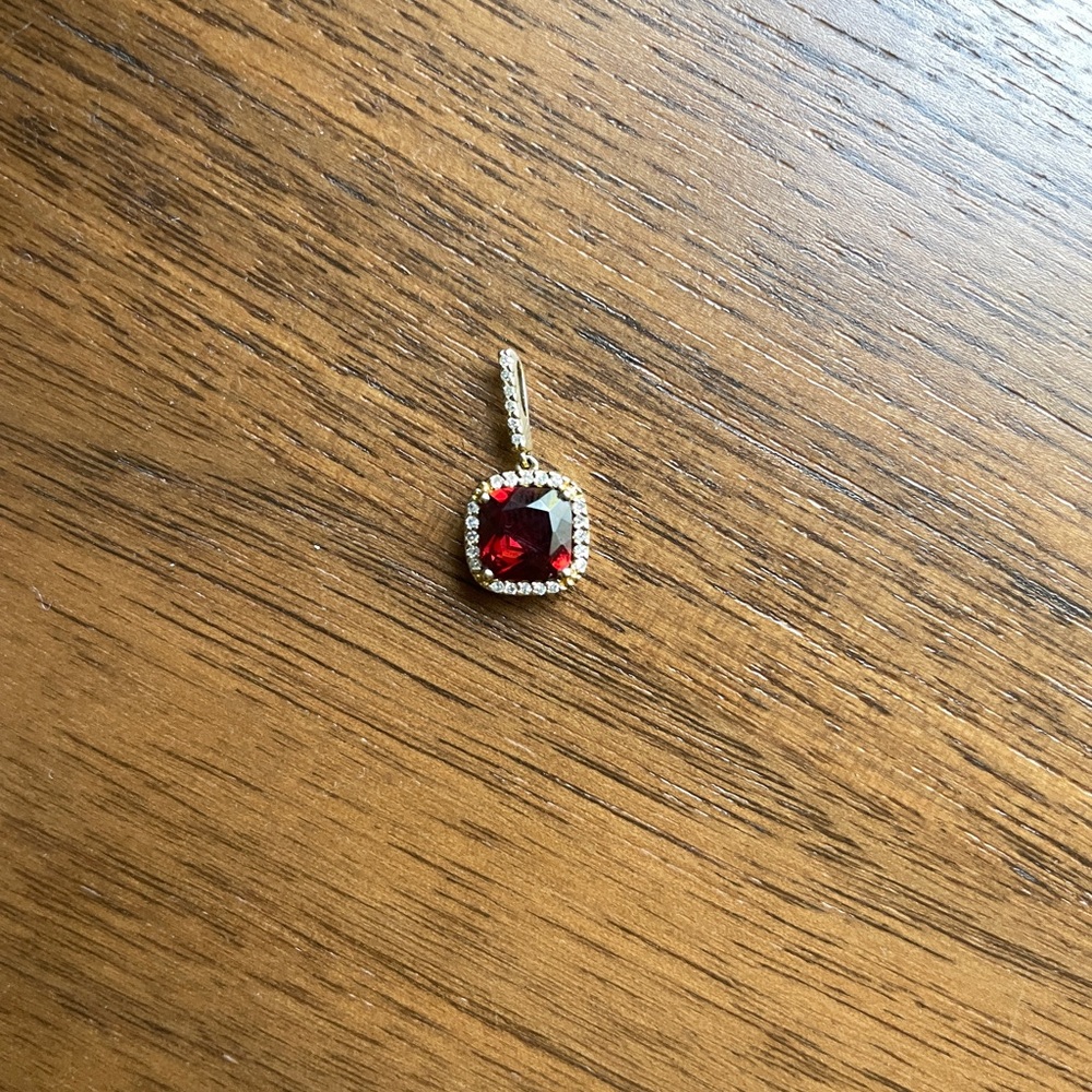 14K Garnet and Diamond Pendant